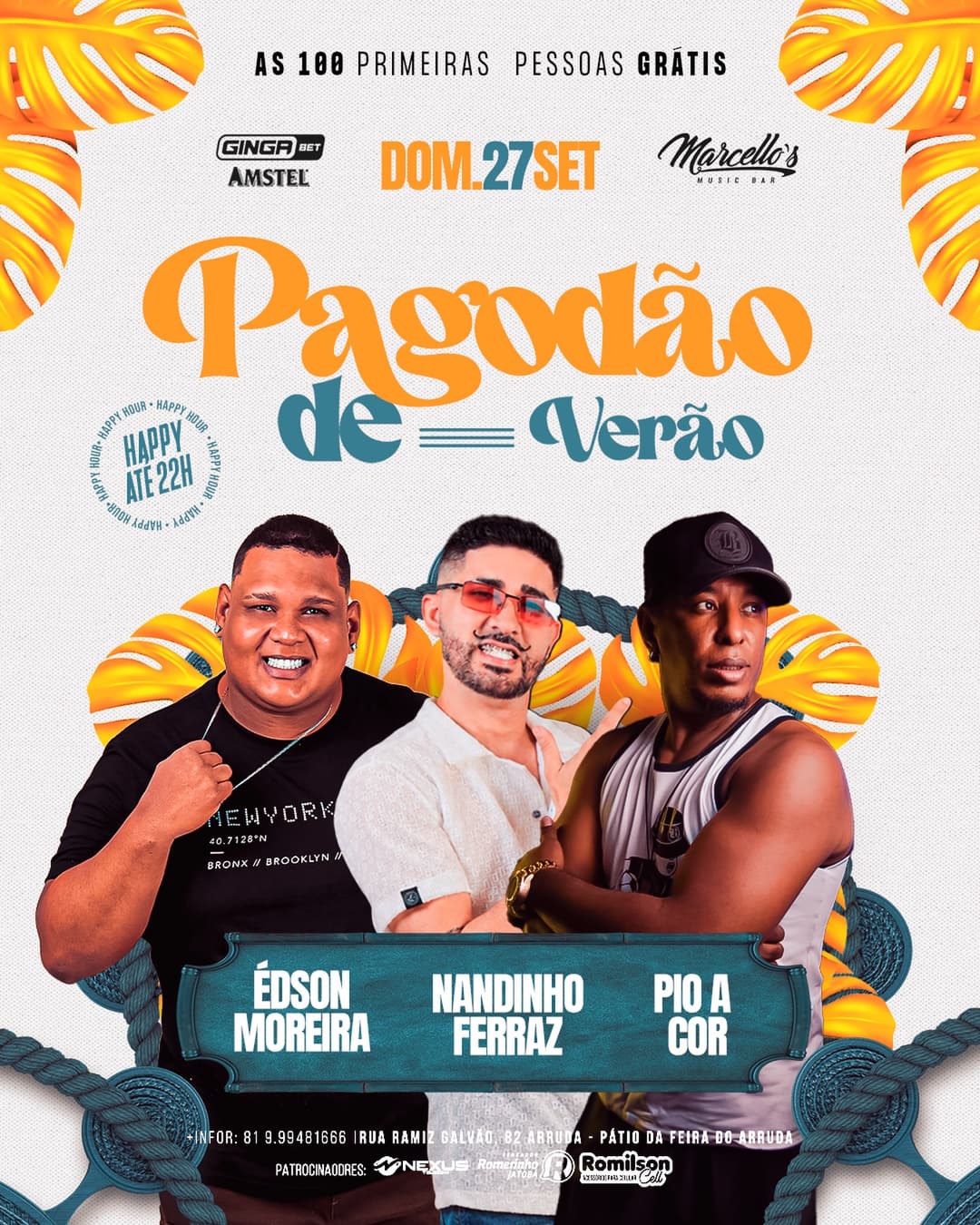 Flyer de Édson Moreira, Pio a Cor e Nandinho Ferraz