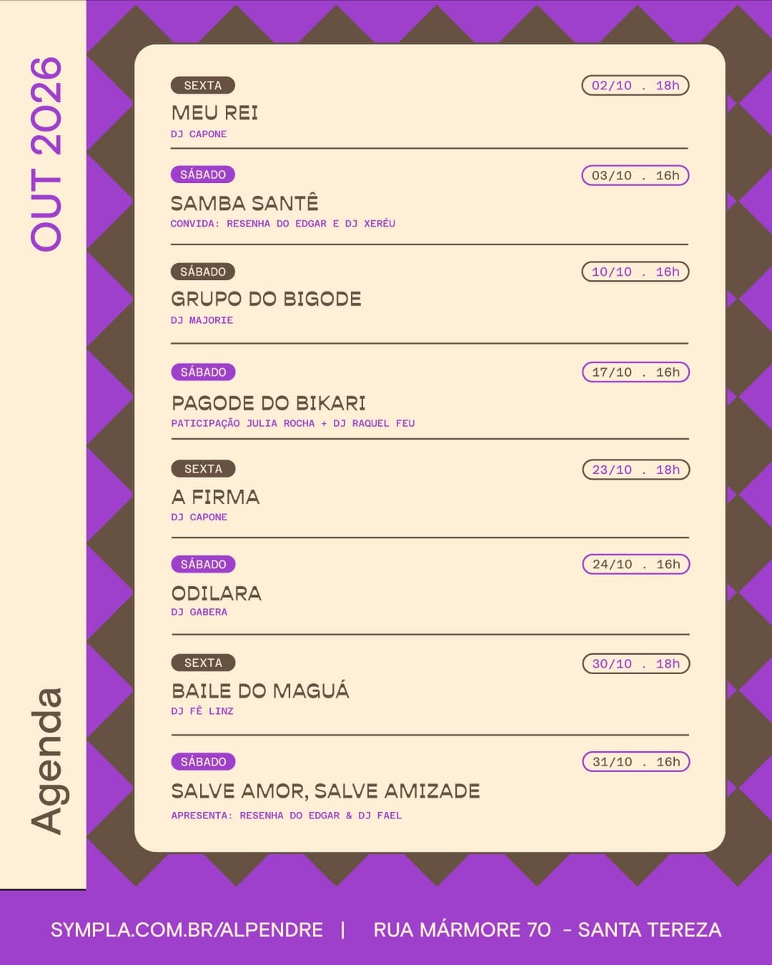 Flyer de Júlia Rocha, Raquel Feu e caiobikari
