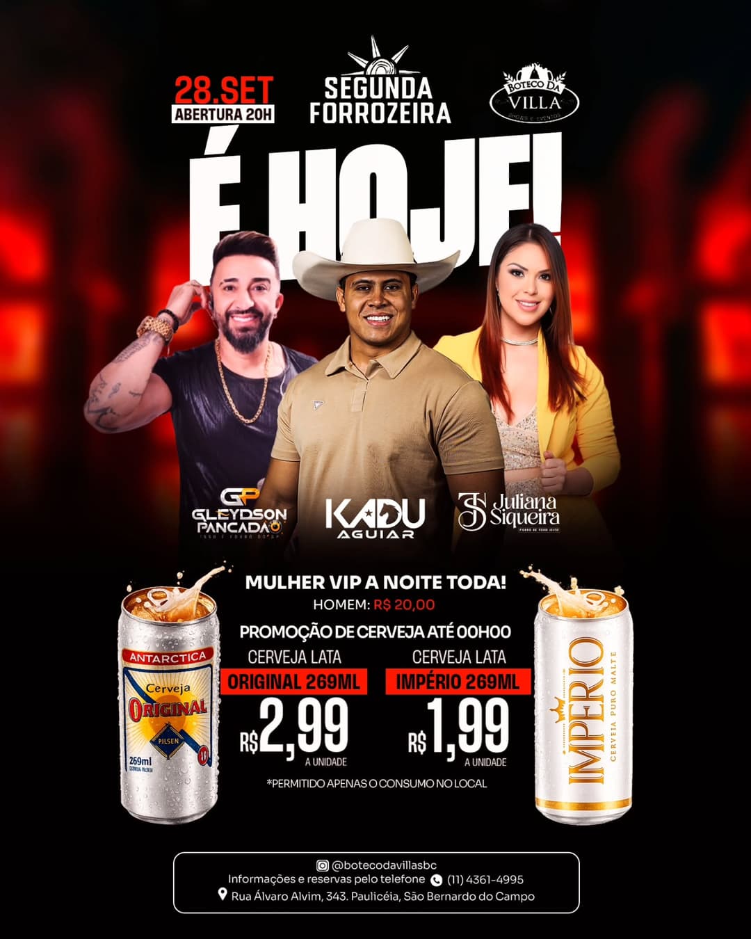 Flyer de Juliana Siqueira, Gleydson Pancadão e Kadu Aguiar