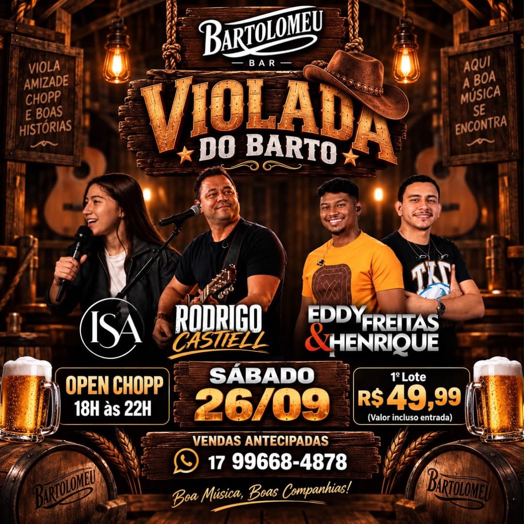 Flyer de Isa, Rodrigo Castiell e Eddy Freitas & Henrique