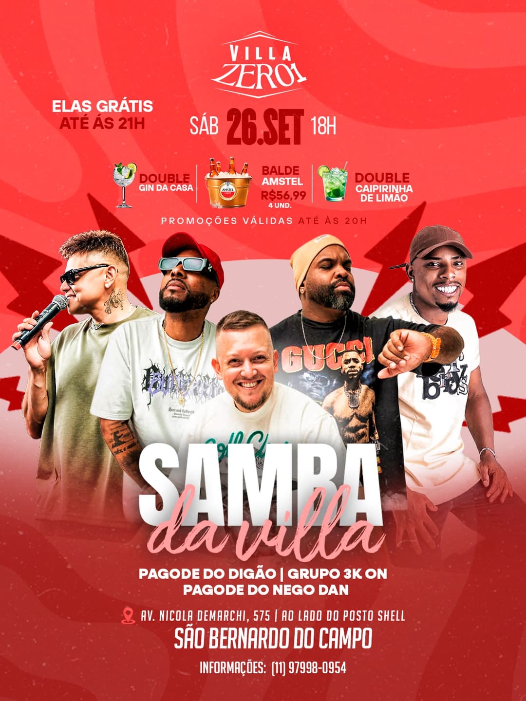 Flyer de Pagode do Digão, Grupo 3K-ON e Pagode do Nego Dan