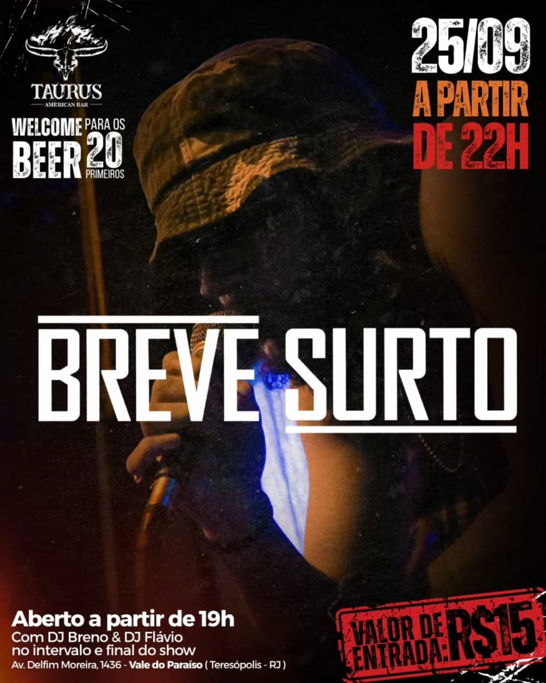 Flyer de BREVE SURTO, DJ Breno e DJ Flavio