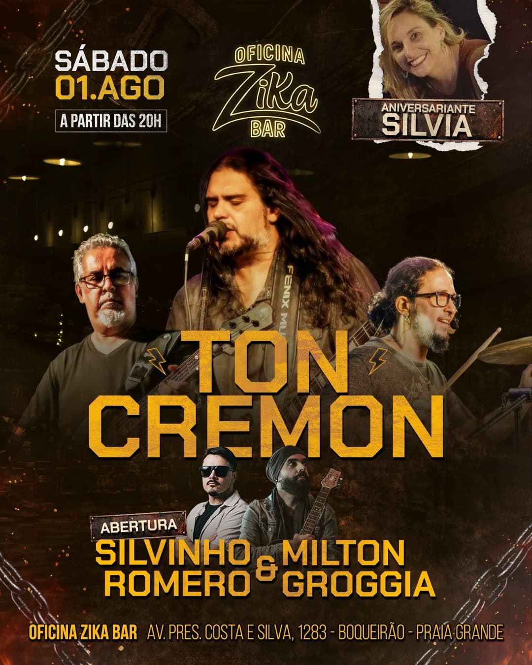 Flyer de Ton Cremon e Silvinho Romero e Milton Groggia