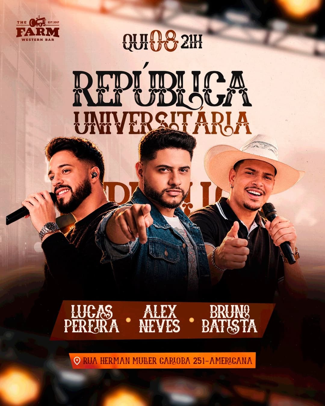 Flyer de Lucas Pereira, Alex Neves e Bruno Batista