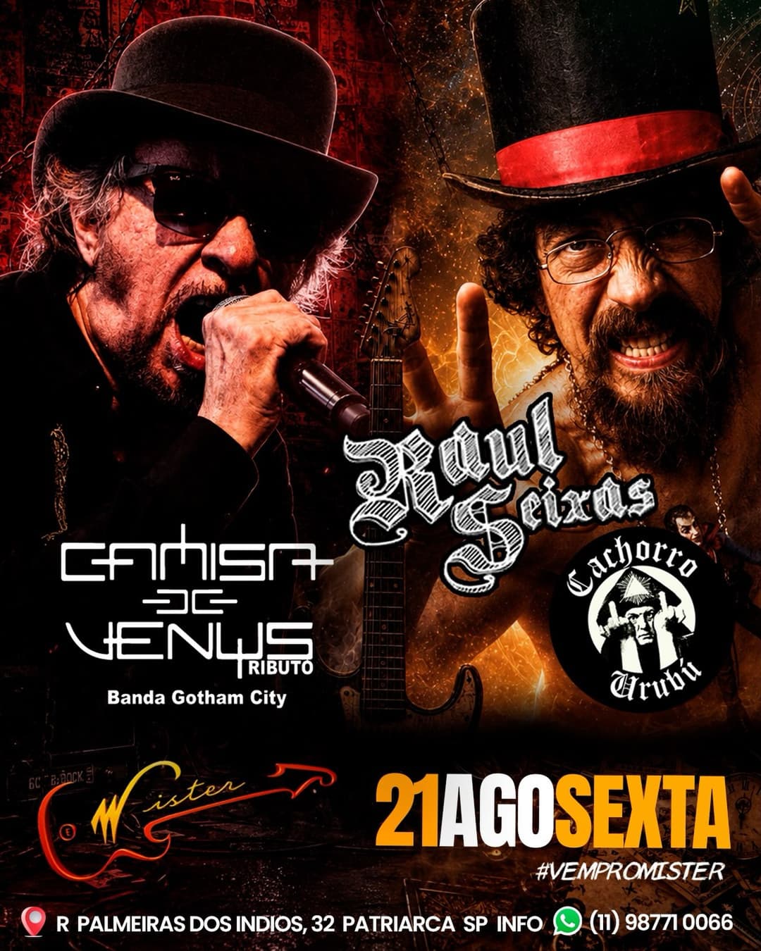 Flyer de Raul Seixas Tributo e Banda Gotham City