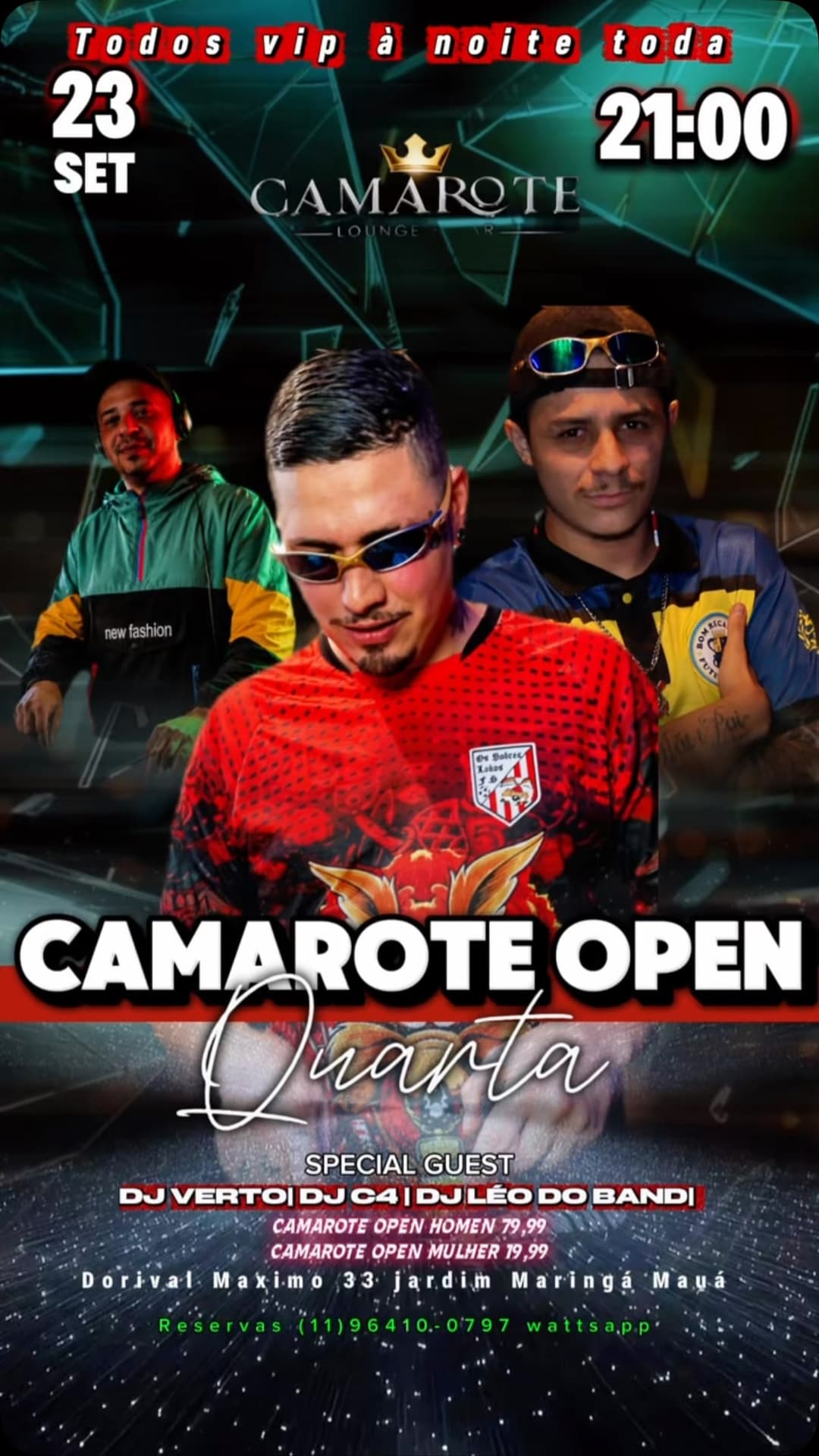Flyer de DJ Verto, DJ C4 e DJ Leodoband