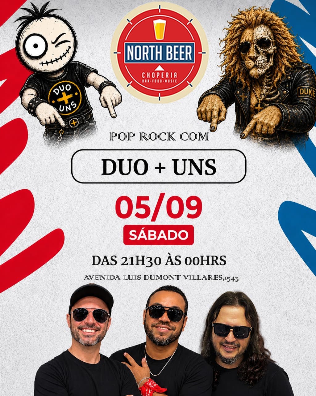 Flyer de Duo+Uns e Regina do Rock