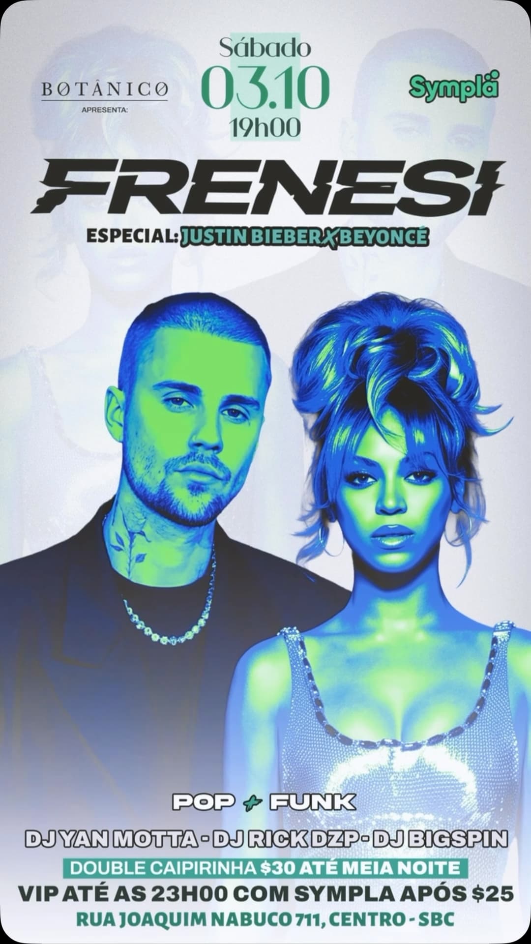 Flyer de Luiz Henrique Silva, DJ Yan Motta e DJ Bigspin