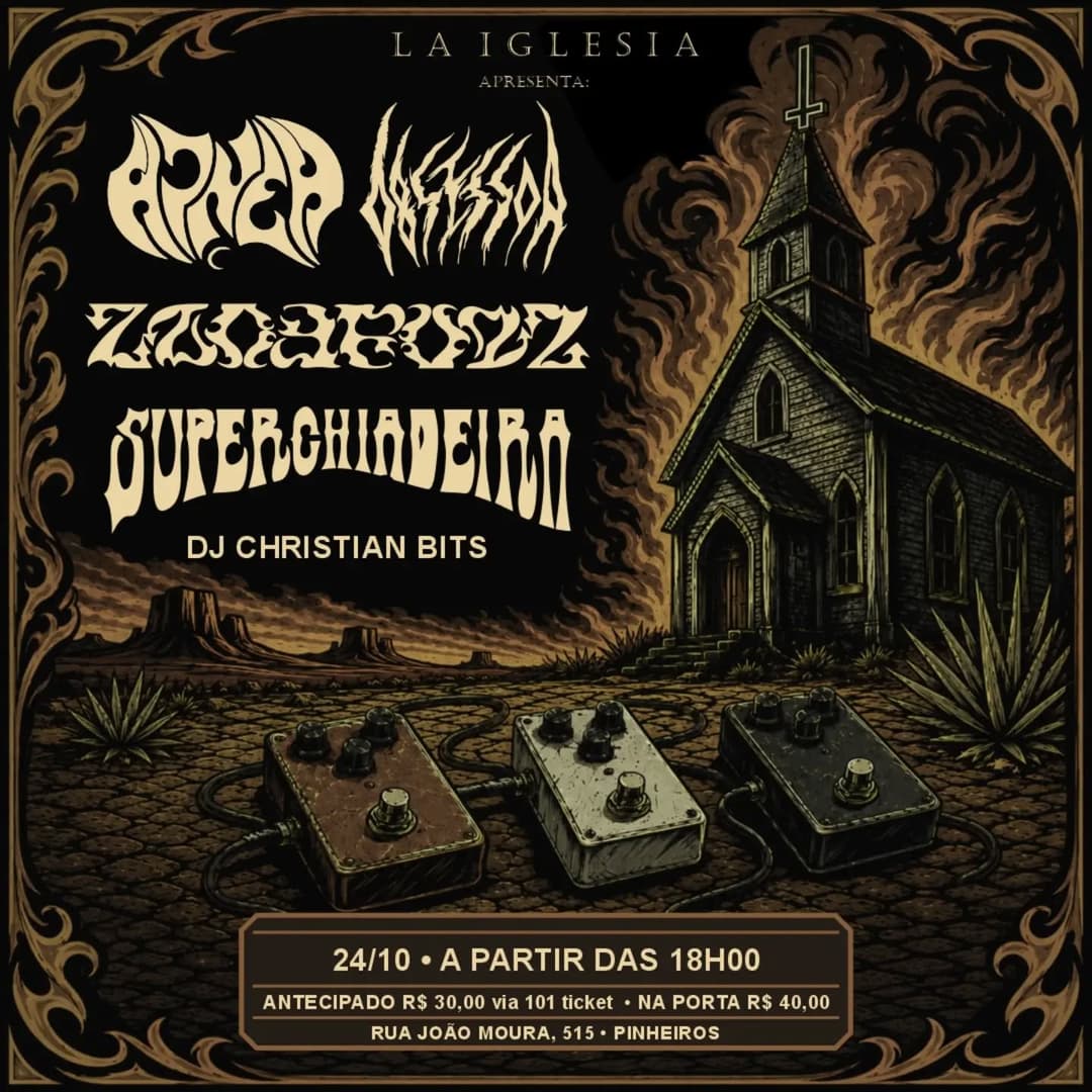 Flyer de Lucyfuzz, Obsessor, Super Chiadeira e Apneá