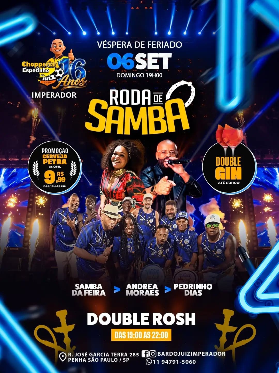 Flyer de Samba da Feira ZL, Pedrinho Dias e André Morais