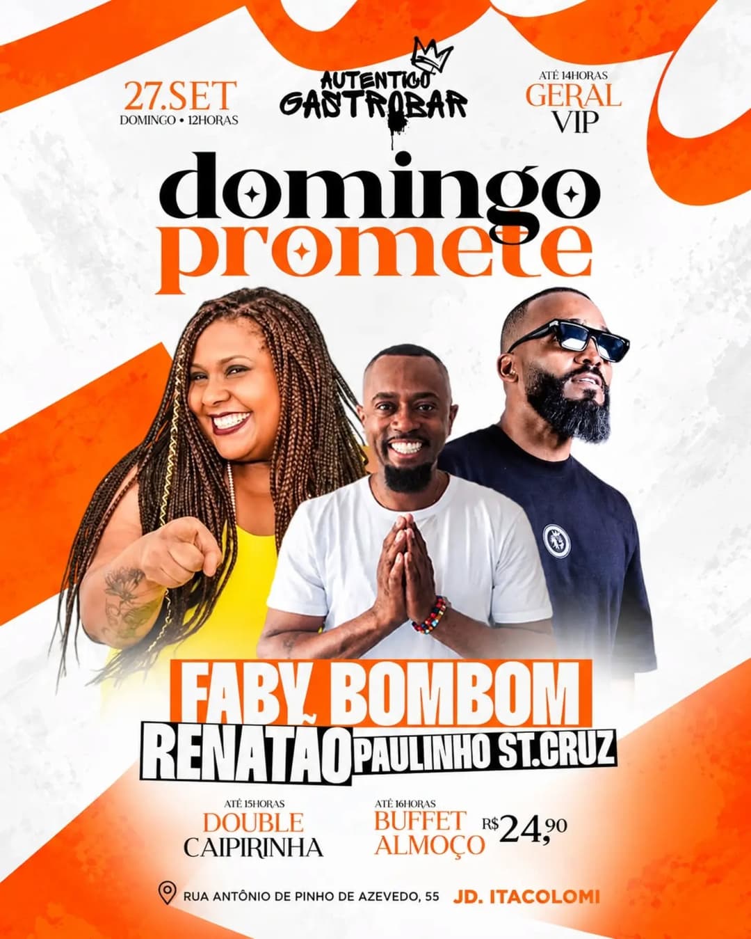 Flyer de Renata, Faby Bombom e Paulinho St. Cruz