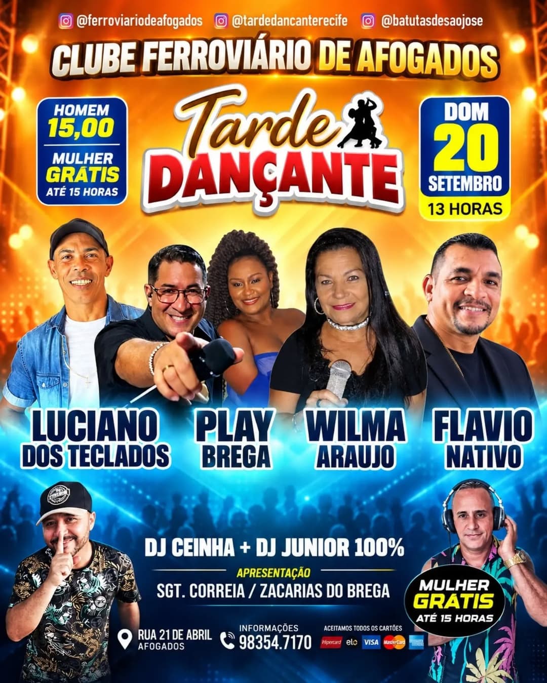 Flyer de Luciano dos Teclados, Play Brega e mais 3 artistas