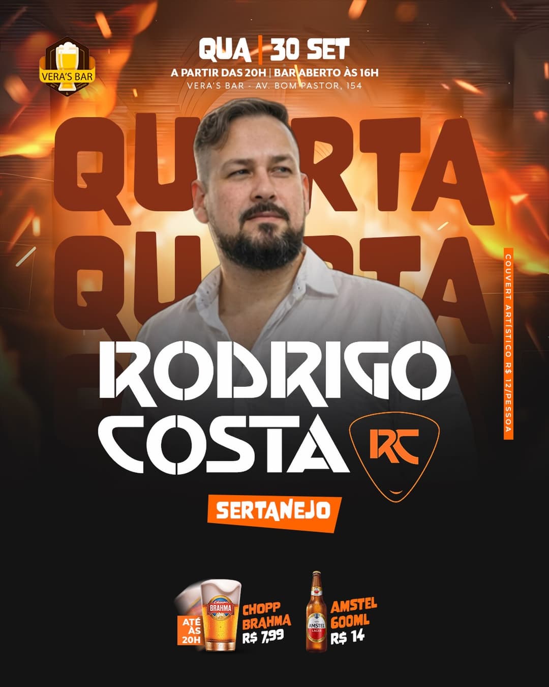 Flyer de Cantor Rodrigo Costa