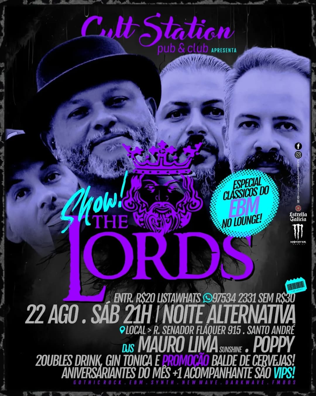 Flyer de The Lords, Mauro Lima, Sunshine e Poppy