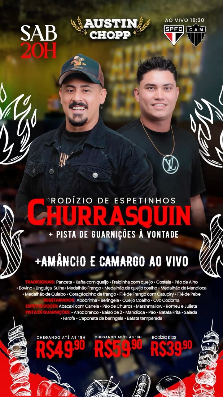 Flyer de Amancio e Camargo