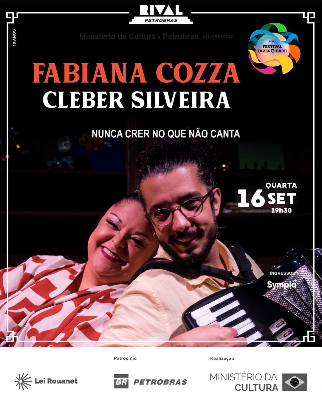 Flyer de Cleber Silveira, Fabiana Cozza e mais 1 artista