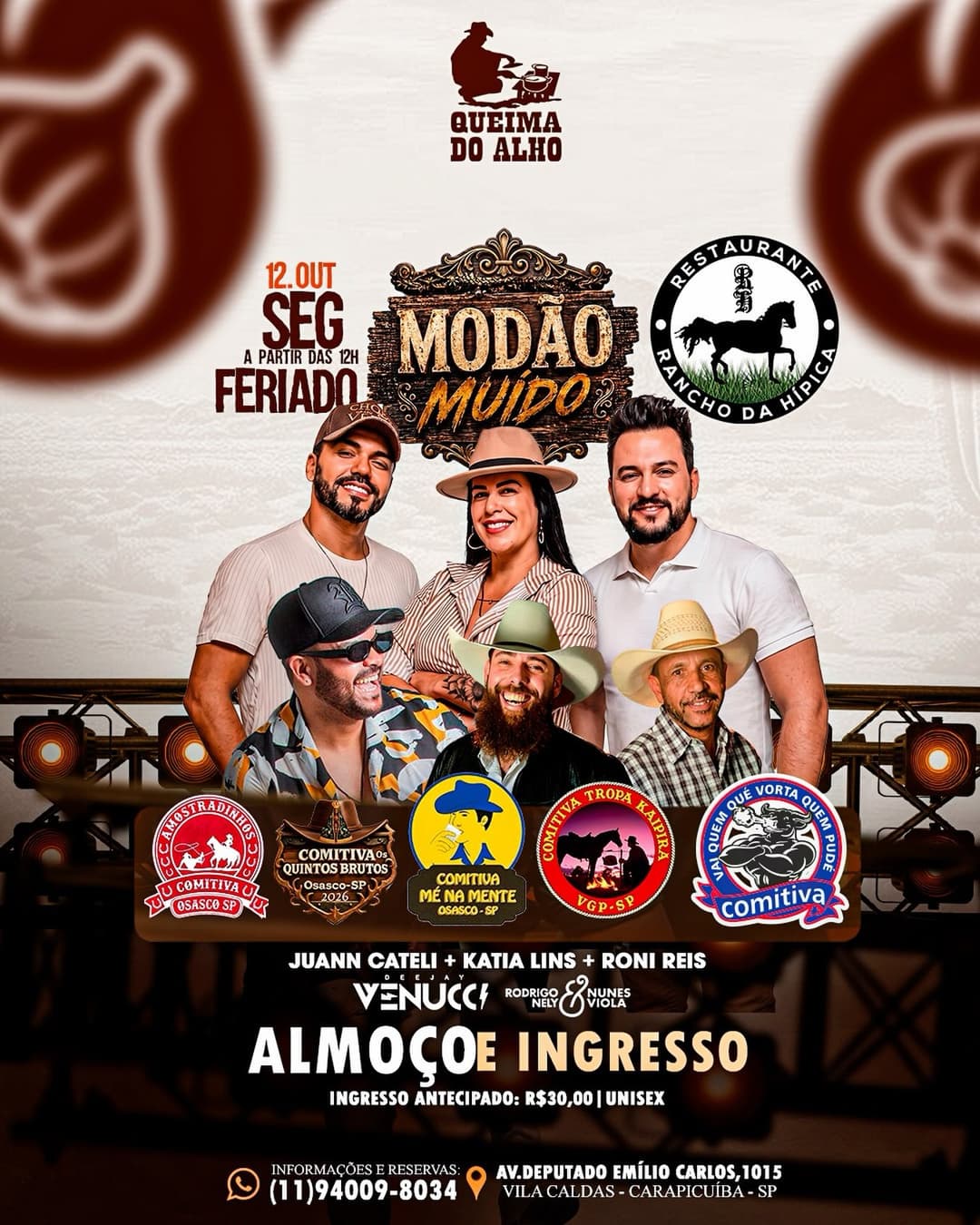 Flyer de Roni Reis, Juann Cateli e mais 5 artistas