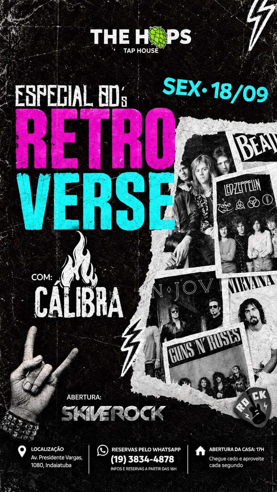 Flyer de Banda Cálibra, Banda Skive Rock e RetroVerse