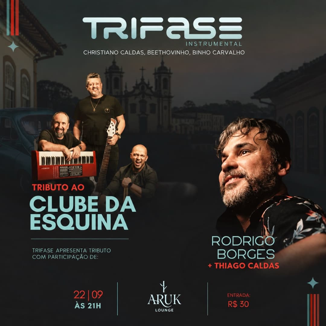 Flyer de Rodrigo Borges e Trifase Instrumental