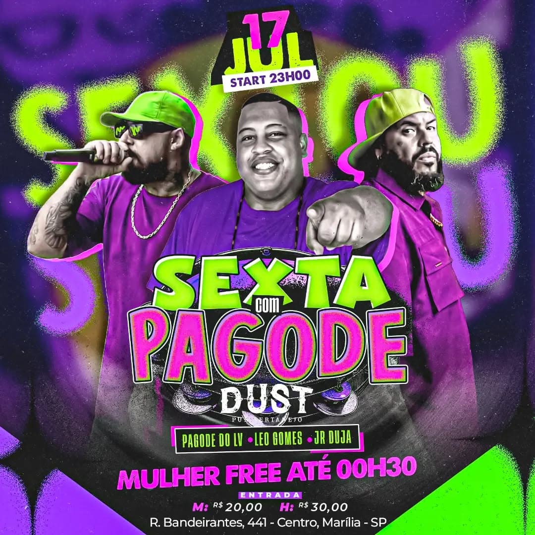 Flyer de Pagode do LV, Léo Gomes e Jr Duja