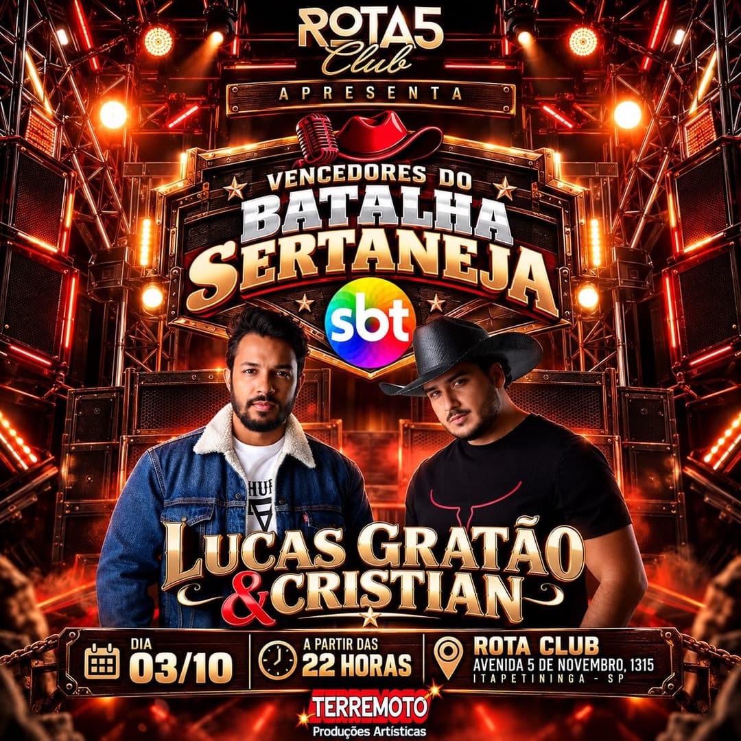 Flyer de Lucas Gratão e Cristian