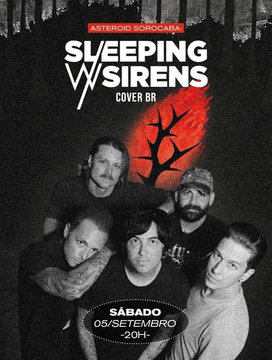 Flyer de Sleeping With Sirens Cover BR e Mario
