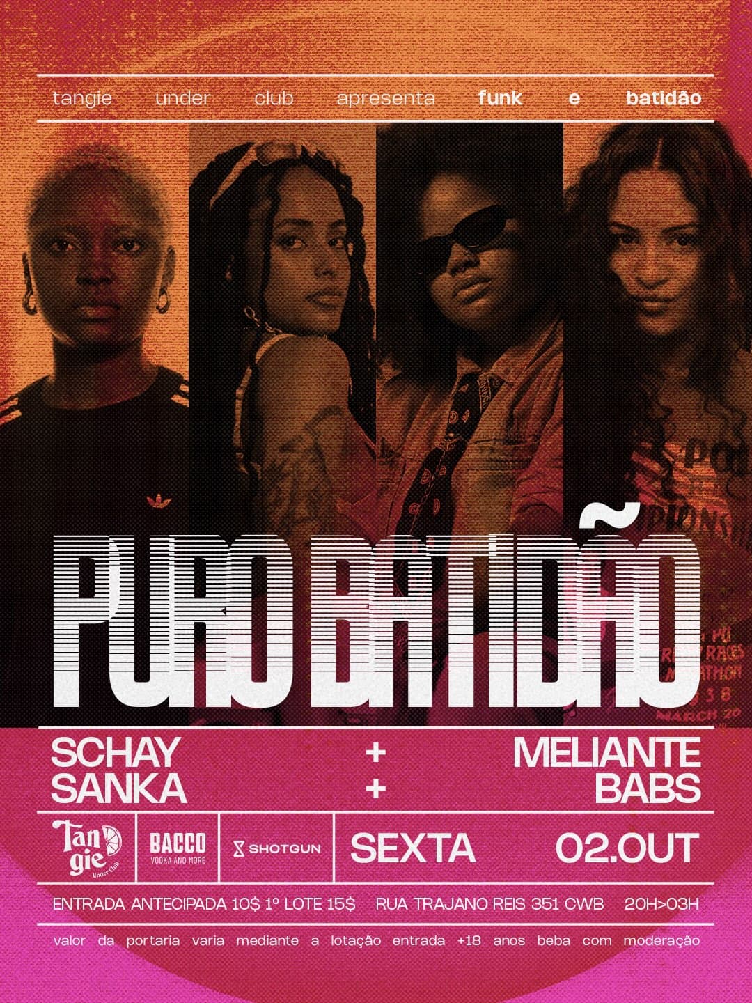 Flyer de Sanka, schay_makaya, DJ Meliante e oivocetemfogo