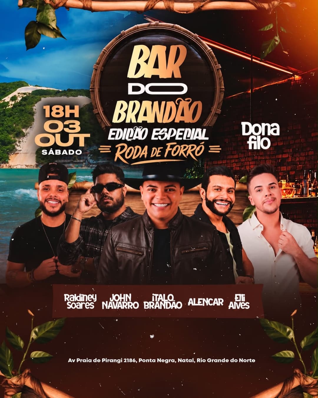 Flyer de Italo Brandão, Alencar, Eli Alves e mais 2 artistas