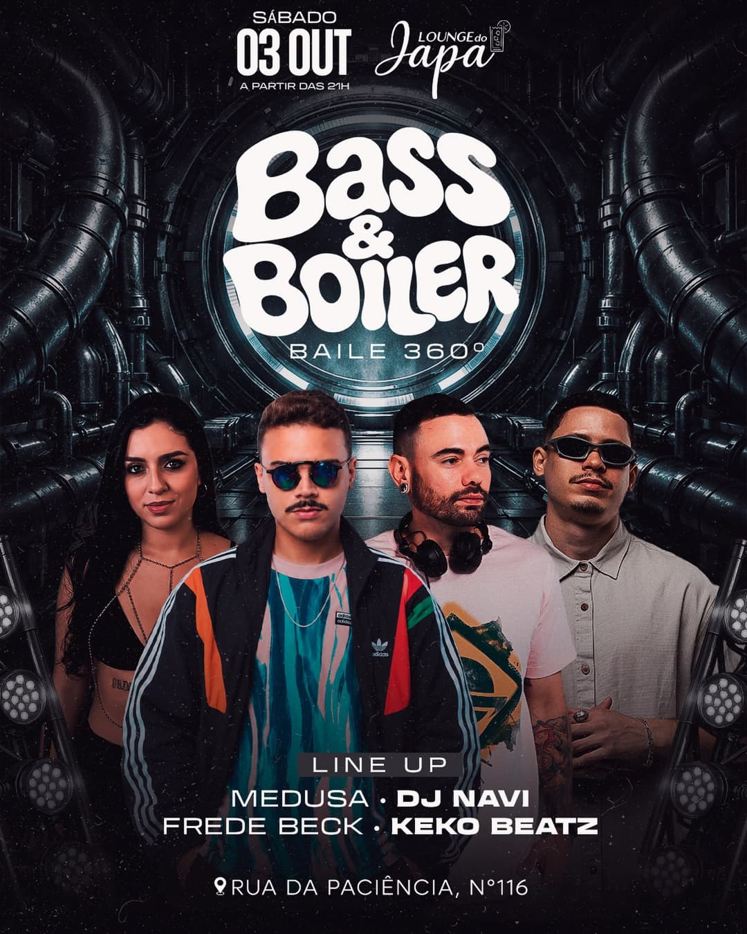 Flyer de Medvsa, Frederico Beck, DJ Navi e kekobeatz