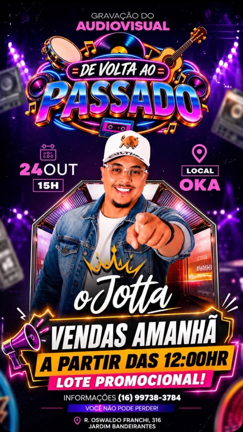Flyer de O Jotta e oJotta - De Volta ao Passado!