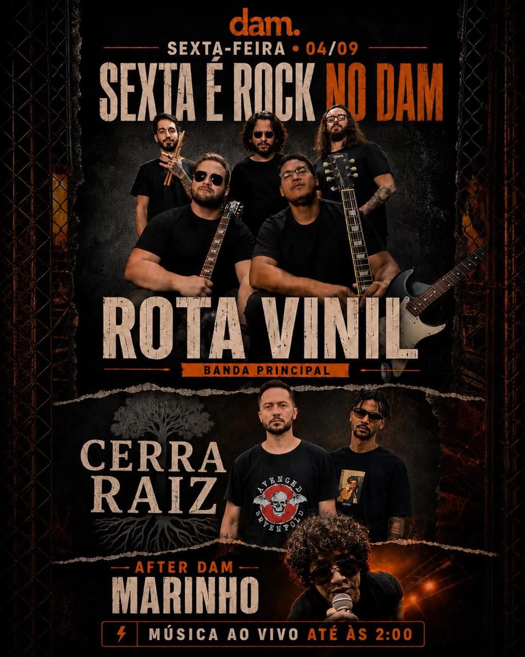 Flyer de Rota Vinil, Cerra Raiz e Marinho