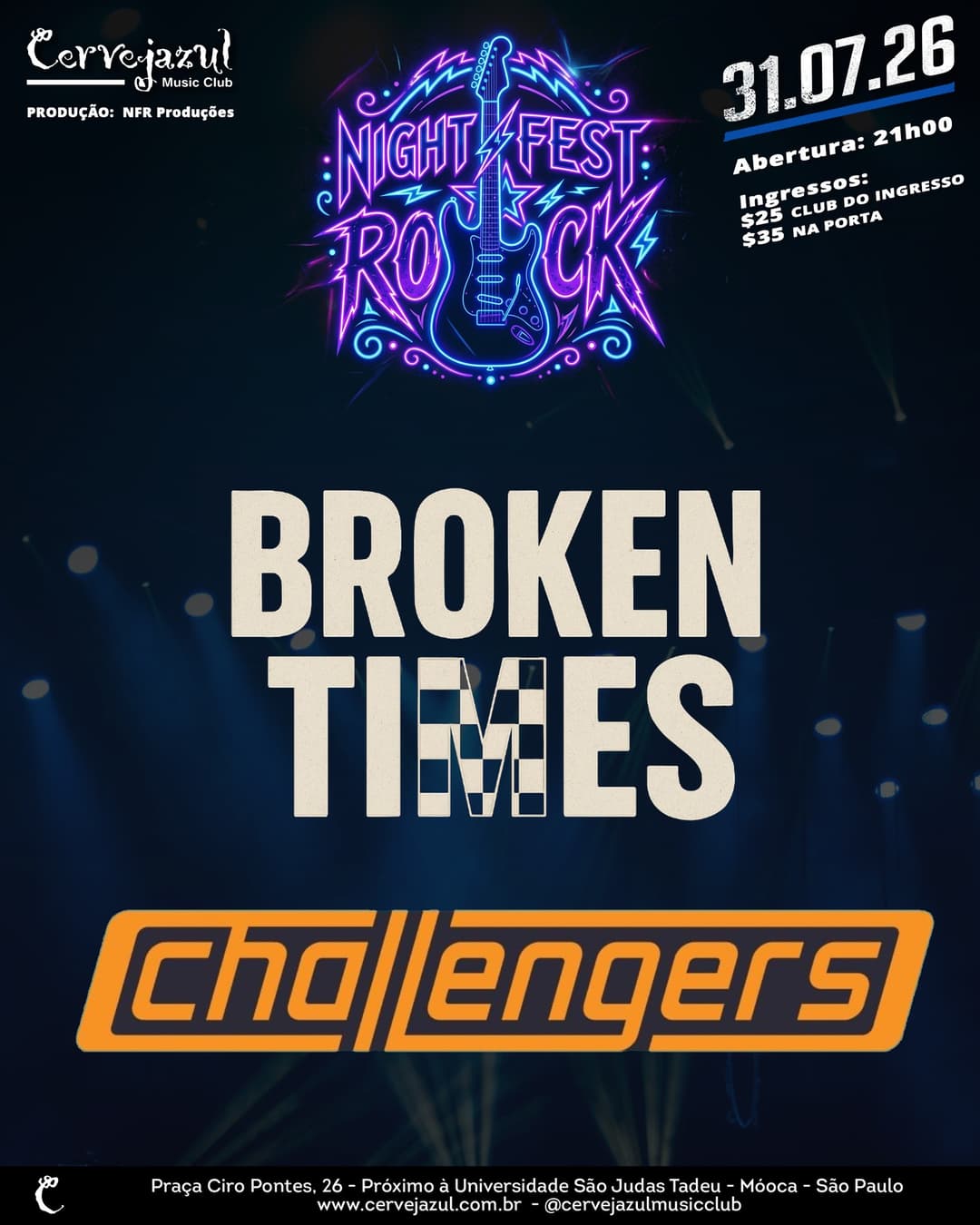 Flyer de BROKEN TIMES e CHALLENGERS