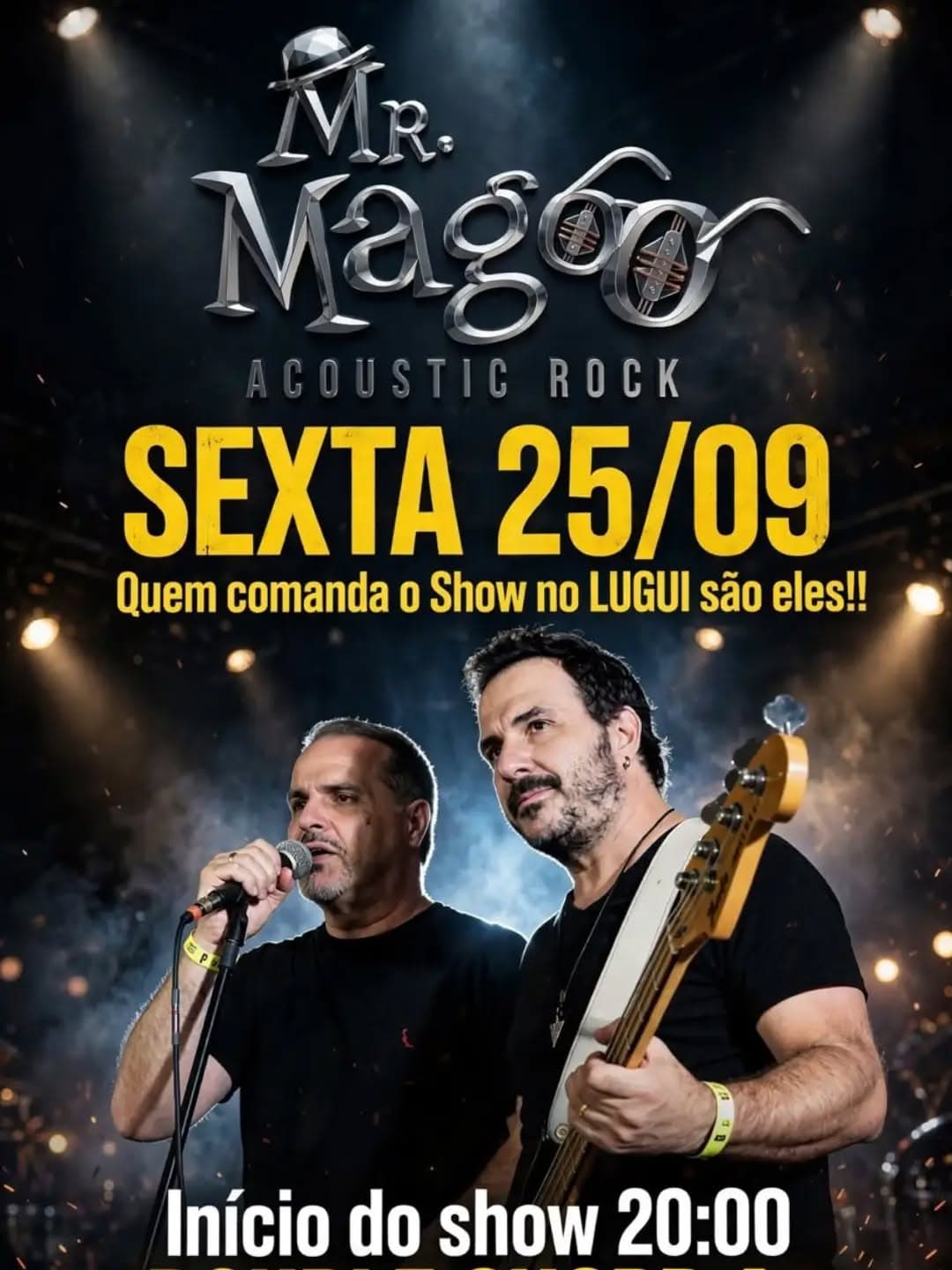 Flyer de Acústico Rock'n Trio e mais 3 artistas