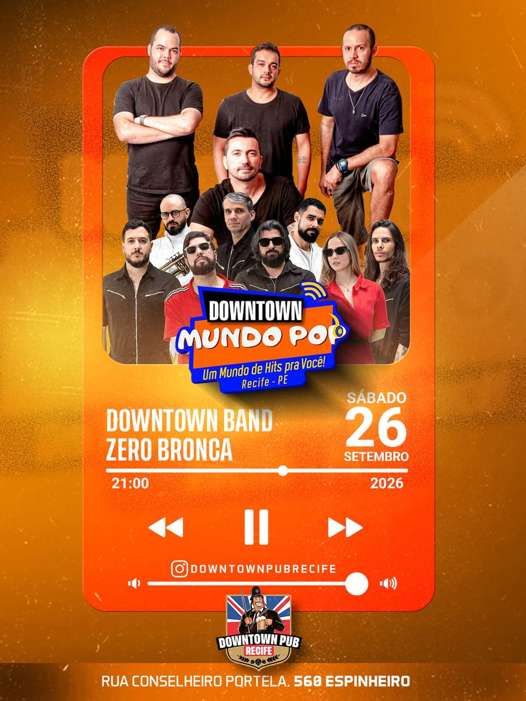 Flyer de Zero Bronca e Downtown Band