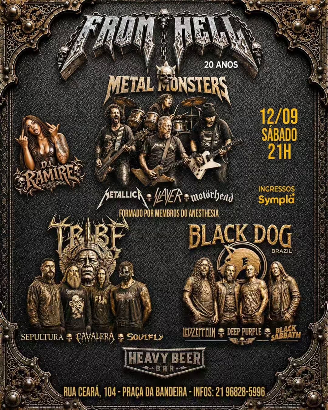 Flyer de Black Dog Brazil, Tribe e Metal Monsters