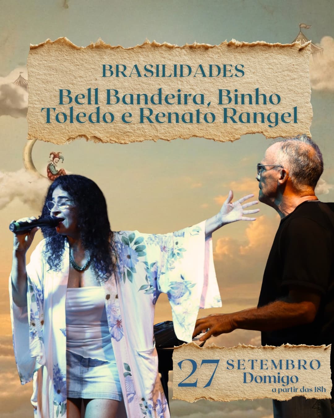 Flyer de Bell Bandeira, Binho Toledo e Renato Rangel