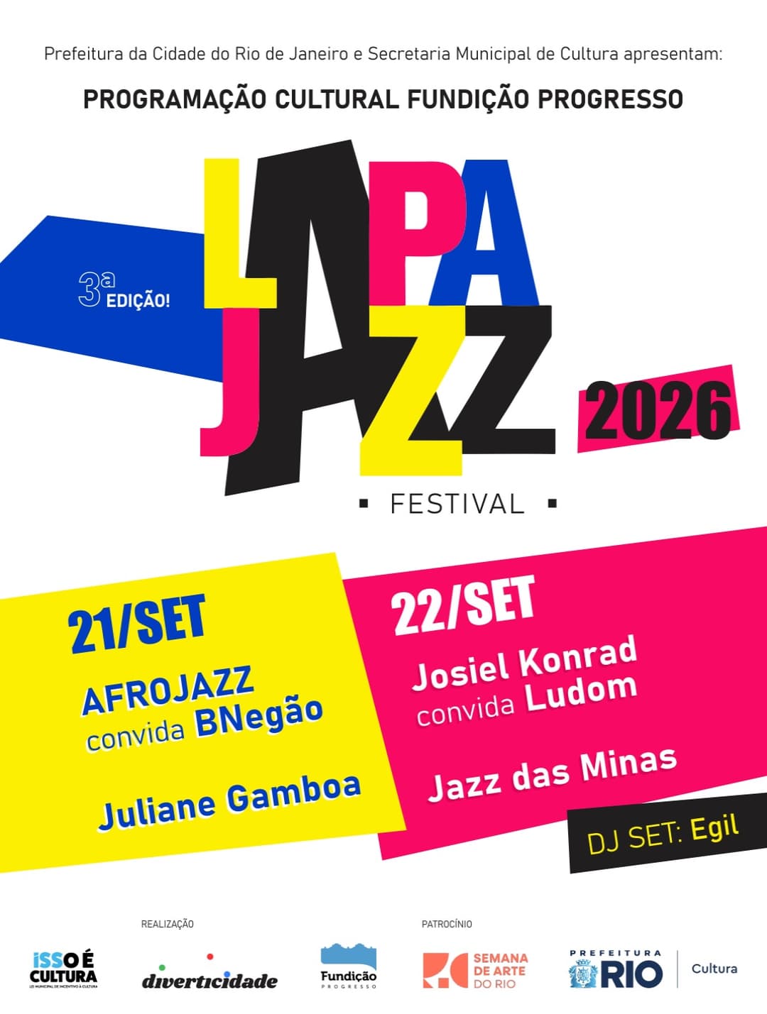 Flyer de Afrojazz, Jazz das Minas e mais 5 artistas