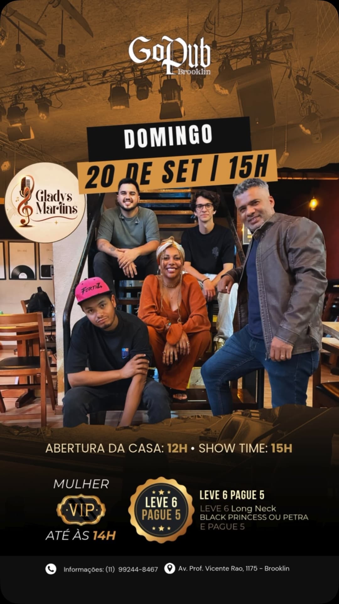 Flyer de Cantora Gladys Martins e Eu Soul Elétric Band