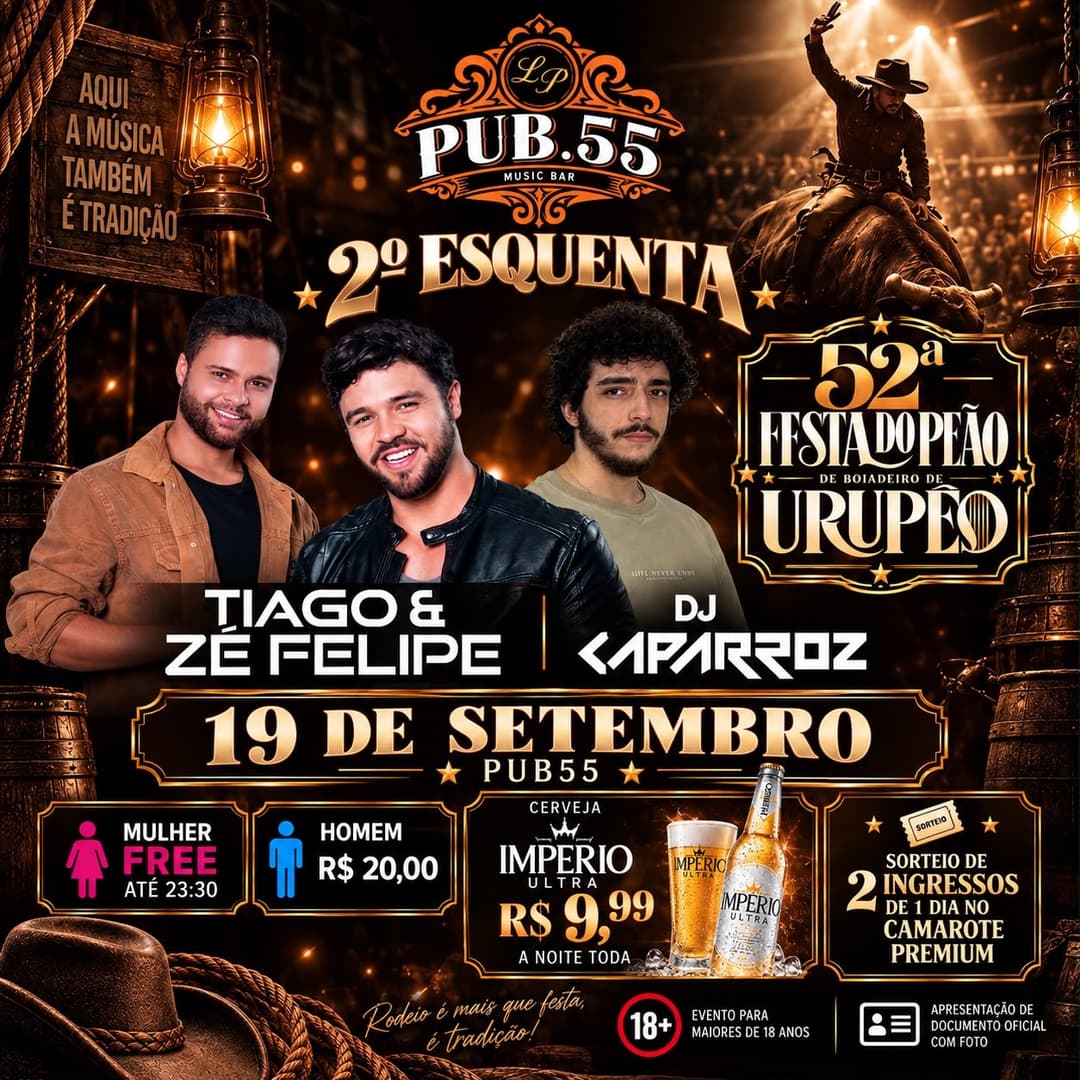 Flyer de Tiago e Zé Felipe e Matheus Caparroz
