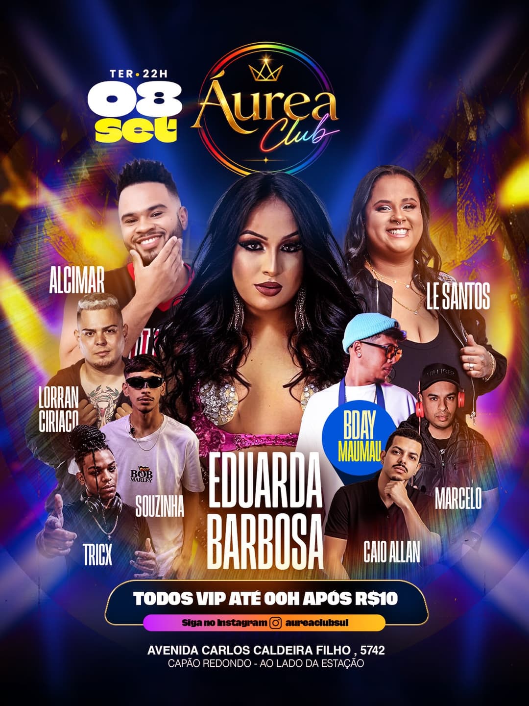 Flyer de Eduarda Barbosa, Alcimar, Le Santos e mais 5 artistas