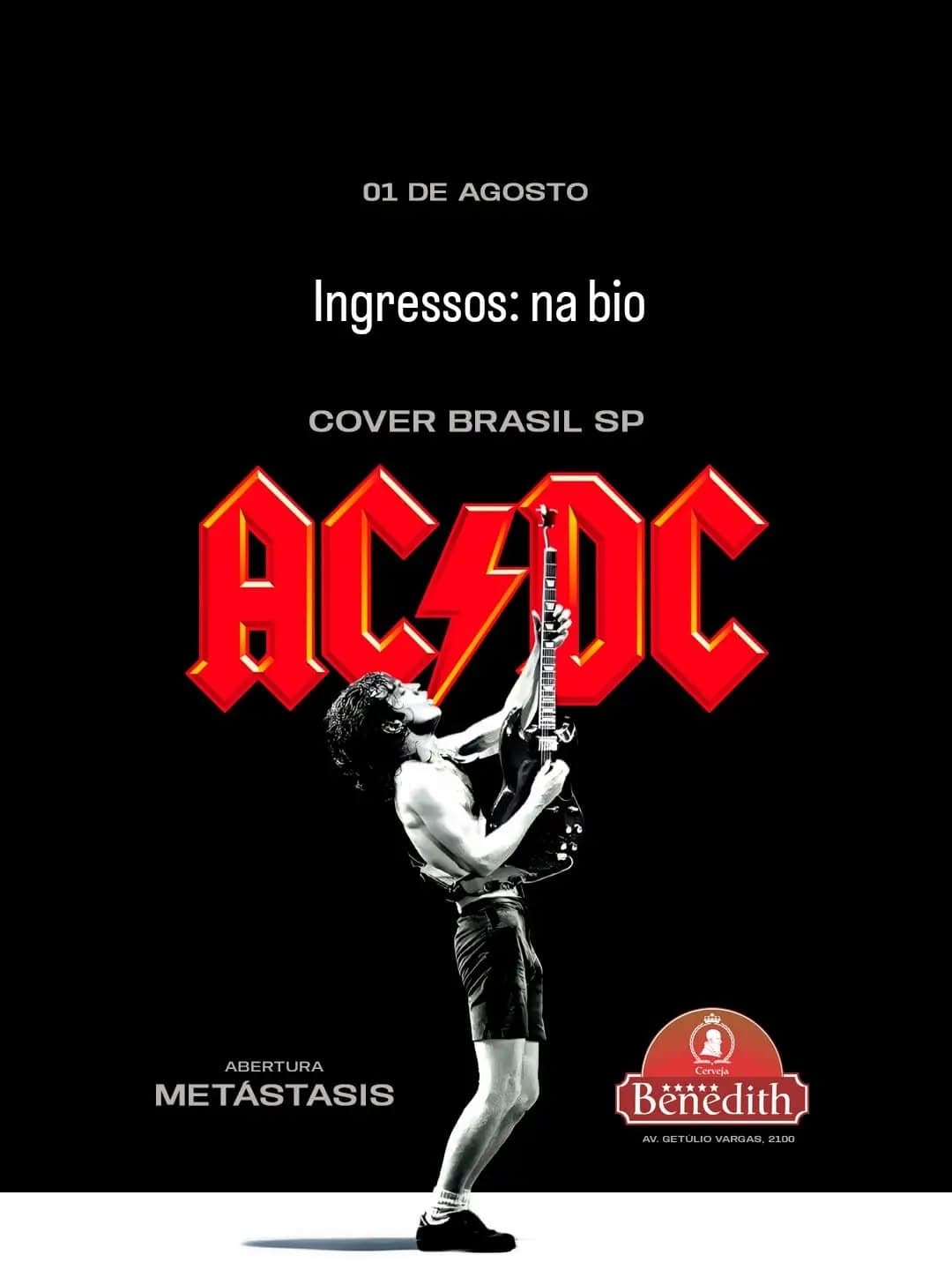 Flyer de AC/DC Cover, Banda Metástasis e AC/DC Cover Brasil SP