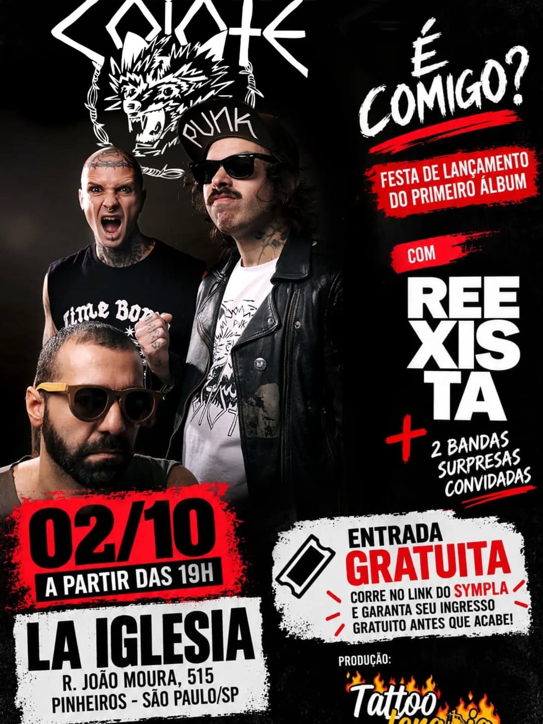 Flyer de Thiago Coiote, Reexista e mais 3 artistas