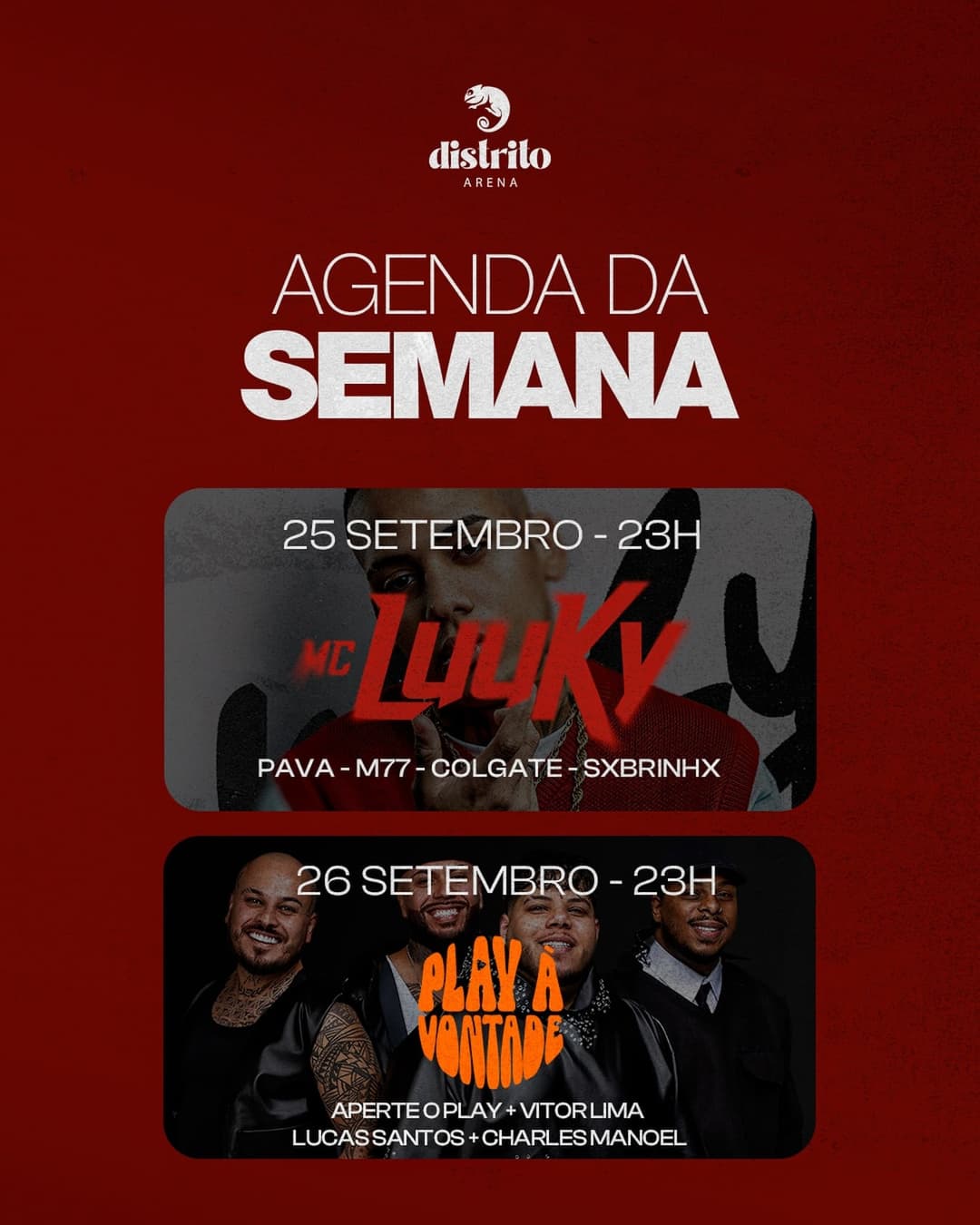 Flyer de Grupo Aperte o Play, Lucas Santos e Vitor Lima