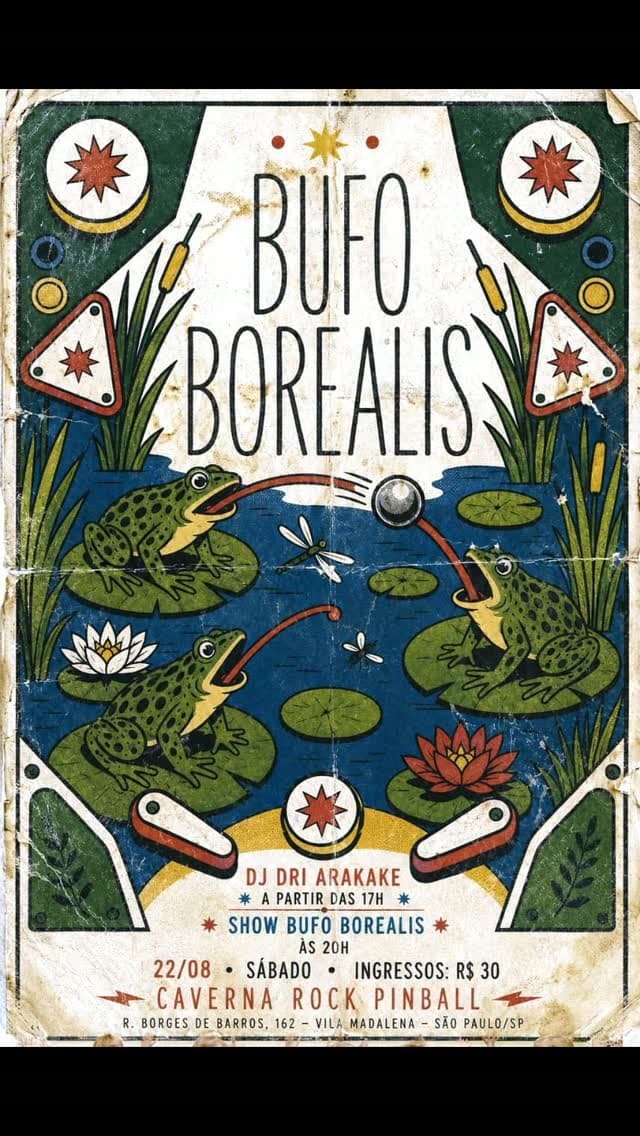 Flyer de Bufo Borealis e DJ Dri Arakake