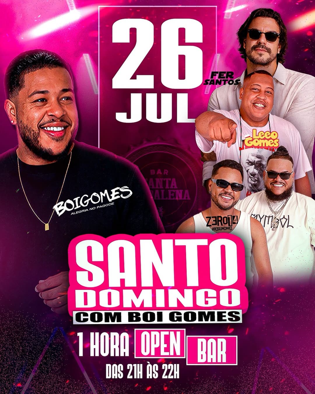 Flyer de Boi Gomes, Zero 14, Fer Santos, Leeo Gomes e Léo Gomes