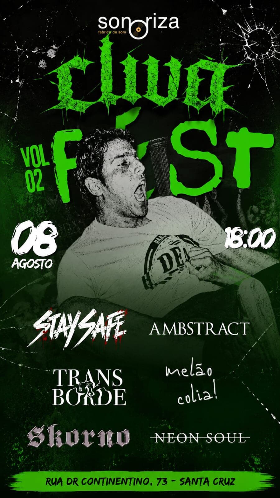 Flyer de Transborde, Melãocolia, StaySafe e mais 4 artistas