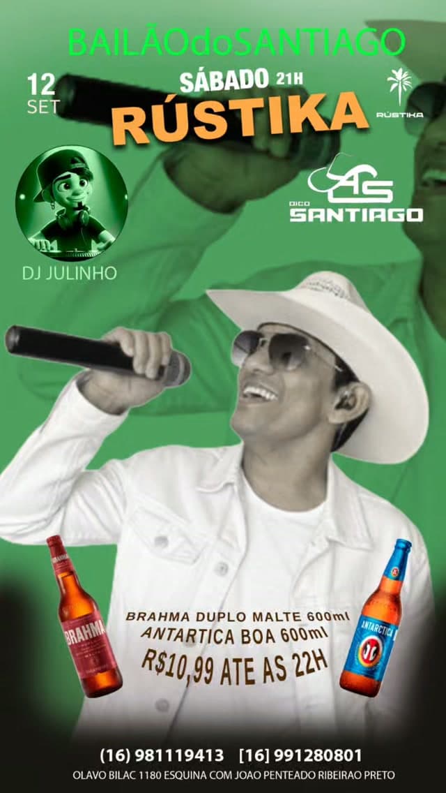 Flyer de Dico Santiago e DJ Julinho