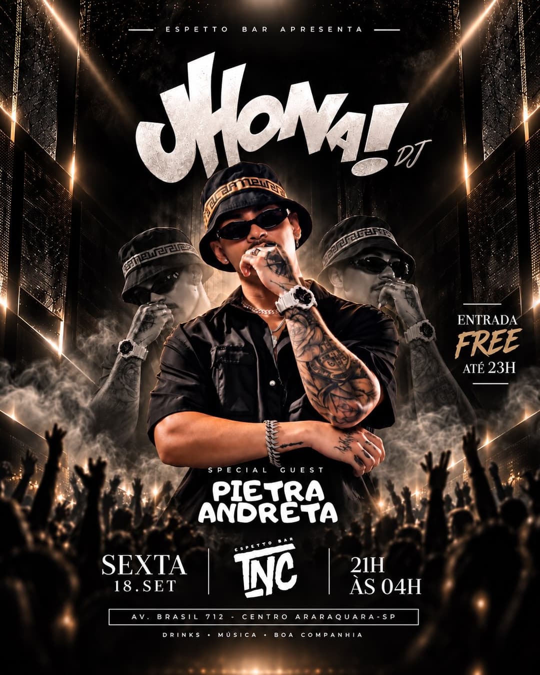Flyer de DJ Hortão, Jhona DJ e Pietra Andreta