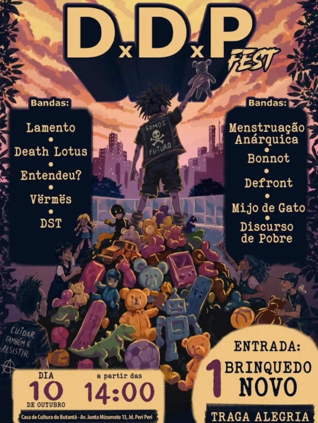 Flyer de Lamento Crust, Death Lotus, DST, Menstruacao Anarquika Oficial e Discurso de Pobre