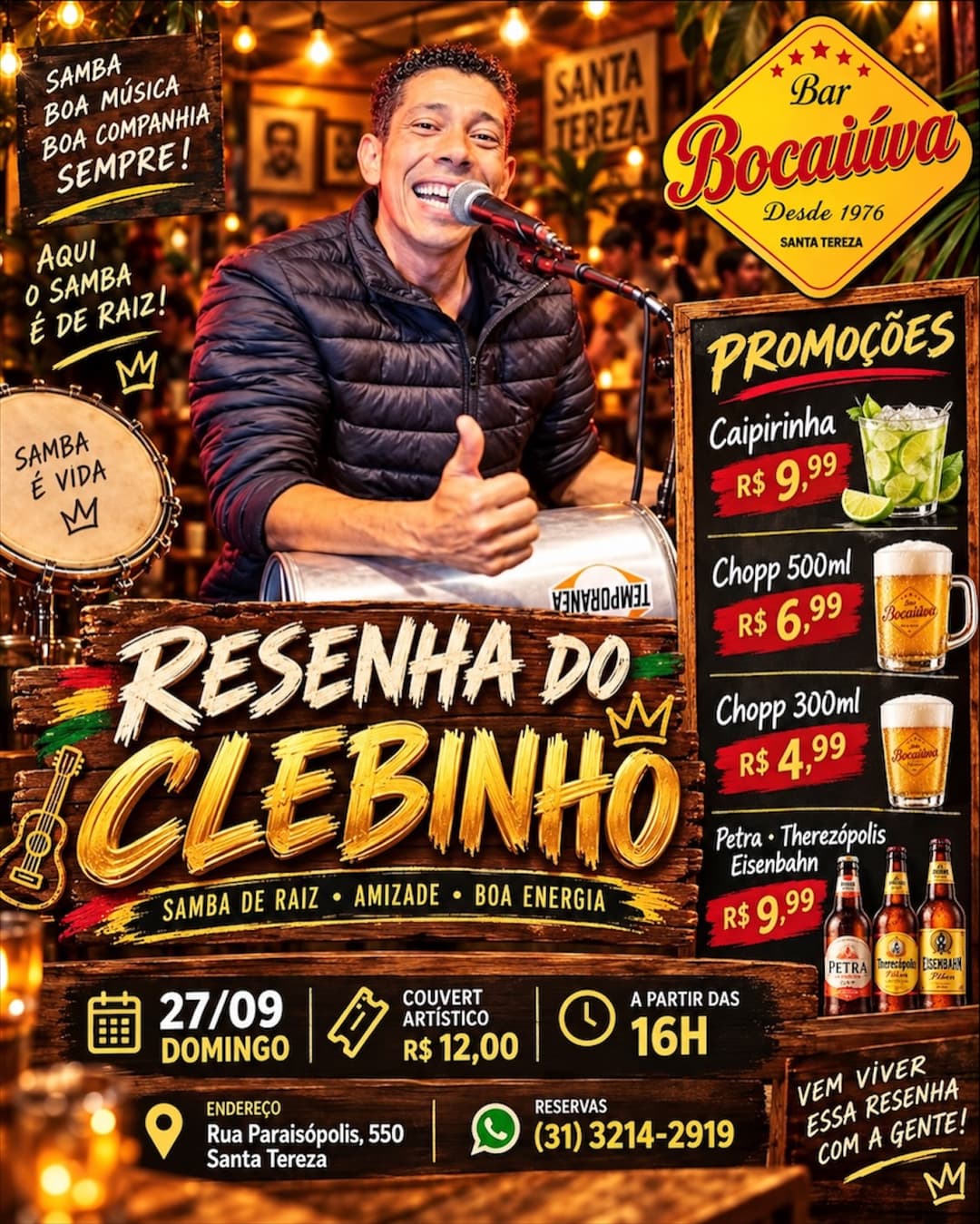 Flyer de Resenha do Clebinho